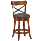 Costway Lot de 2 tabourets de bar pivotants de 63,5 cm Chaises de salle à manger avec pieds en bois d'hévéa