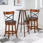 Costway Lot de 2 tabourets de bar pivotants de 63,5 cm Chaises de salle à manger avec pieds en bois d'hévéa