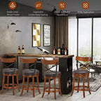 Costway Lot de 2 tabourets de bar pivotants de 63,5 cm Chaises de salle à manger avec pieds en bois d'hévéa