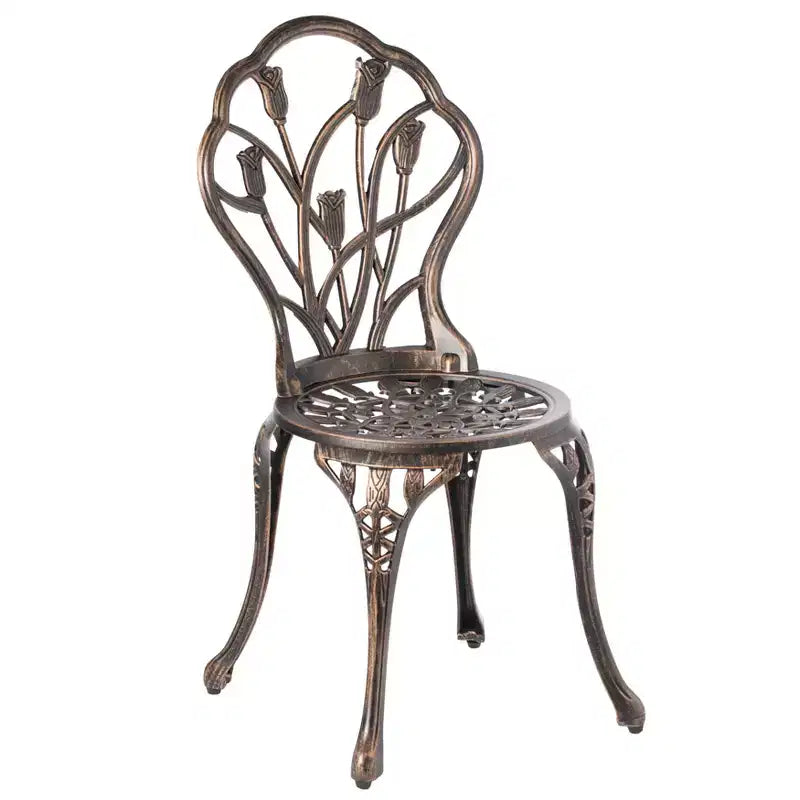 Set da pranzo da giardino per interni ed esterni Gardenised in bronzo, 2 sedie con 1 tavolo, in alluminio pressofuso, per patio e bistrot.