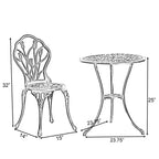 Set da pranzo da giardino per interni ed esterni Gardenised in bronzo, 2 sedie con 1 tavolo, in alluminio pressofuso, per patio e bistrot.