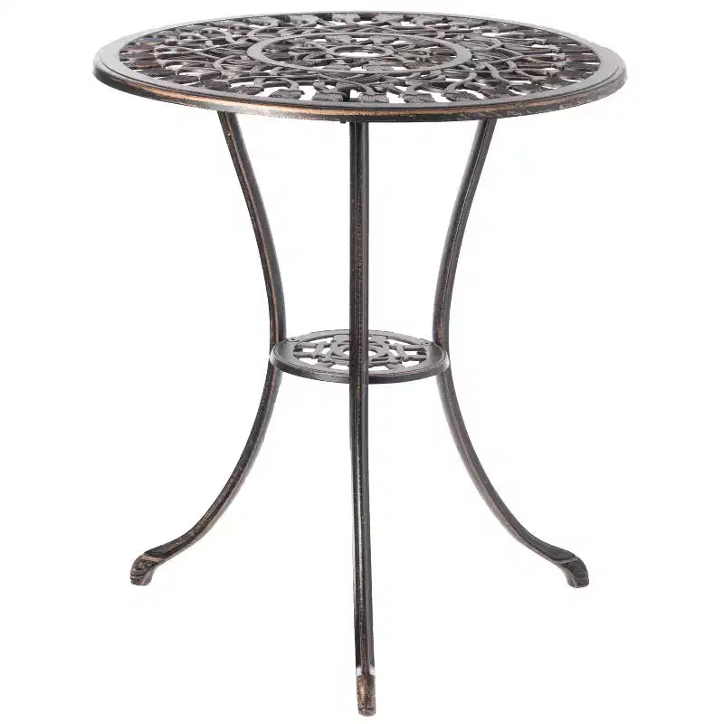 Set da pranzo da giardino per interni ed esterni Gardenised in bronzo, 2 sedie con 1 tavolo, in alluminio pressofuso, per patio e bistrot.
