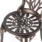 Set da pranzo da giardino per interni ed esterni Gardenised in bronzo, 2 sedie con 1 tavolo, in alluminio pressofuso, per patio e bistrot.