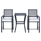 Outsunny Set da Bar 3 Pezzi con Morbido Cuscino, Set di Mobili da Esterno in Rattan per Giardini, Prati, Terrazze, Piscine