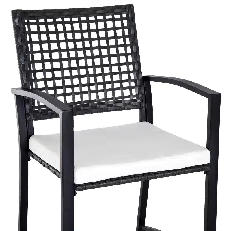 Outsunny Set da Bar 3 Pezzi con Morbido Cuscino, Set di Mobili da Esterno in Rattan per Giardini, Prati, Terrazze, Piscine
