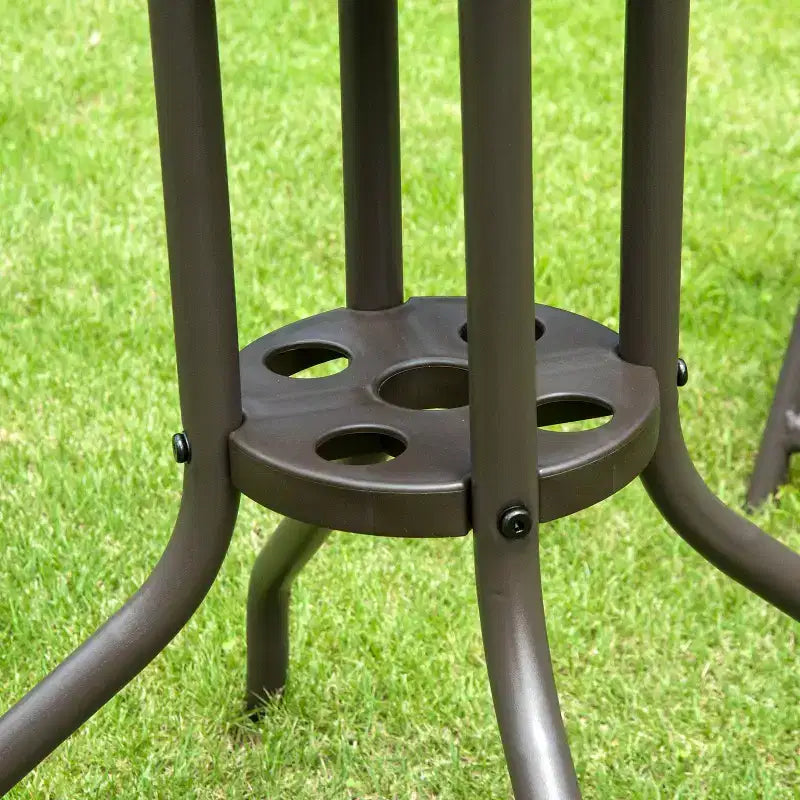 Set da pranzo da giardino Outsunny 6 pezzi per 4 persone con ombrellone, 4 sedie pieghevoli e tavolo rotondo in vetro per giardino, cortile e bordo piscina