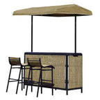 Ensemble de bar d'extérieur Outsunny 3 pièces pour 2 avec auvent, table rectangulaire avec étagères de rangement et deux chaises de bar, maille respirante