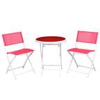 Costway Ensemble de 3 chaises de table de bistrot pliantes, mobilier de jardin, terrasse, rouge