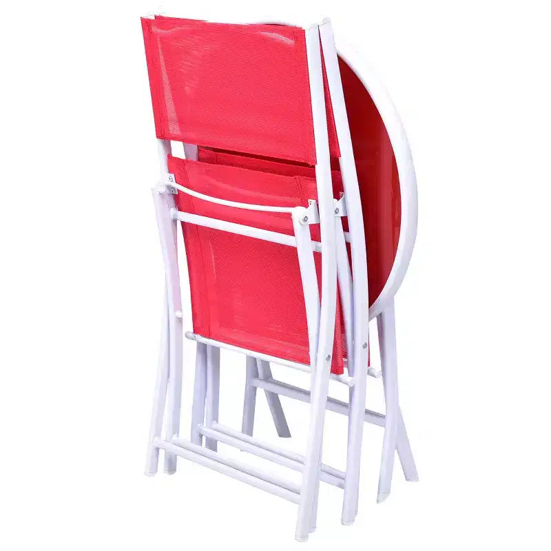 Costway Ensemble de 3 chaises de table de bistrot pliantes, mobilier de jardin, terrasse, rouge