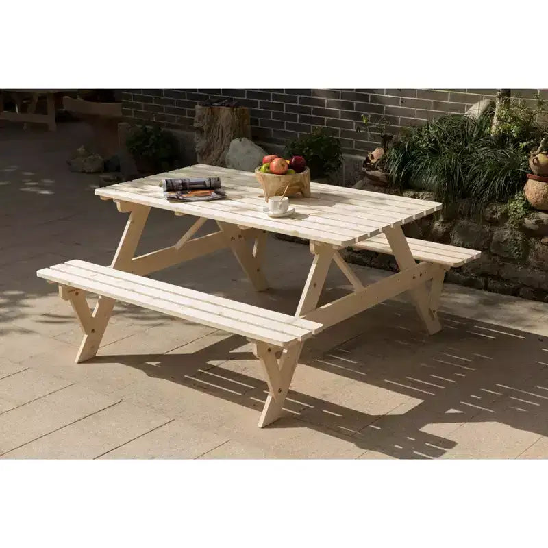 Tavolo da picnic Gardenised in legno per esterni, patio, giardino, 6 persone, per cortile, giardino