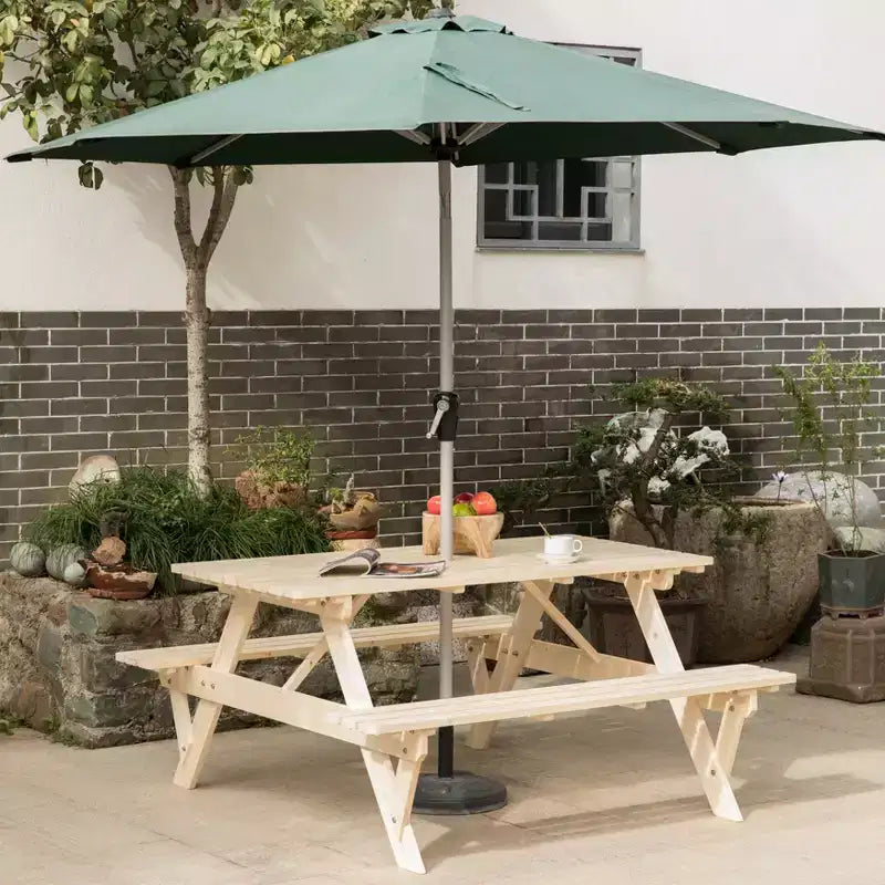 Tavolo da picnic Gardenised in legno per esterni, patio, giardino, 6 persone, per cortile, giardino