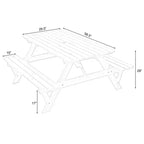 Tavolo da picnic Gardenised in legno per esterni, patio, giardino, 6 persone, per cortile, giardino