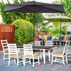 Outsunny Set da Pranzo da Esterno per 6 Persone, Set Mobili da Giardino con Tavolo e Sedie, Cuscini, Foro per Ombrellone, per Giardino, Cortile o Bordo Piscina, Beige