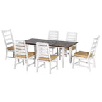 Outsunny Set da Pranzo da Esterno per 6 Persone, Set Mobili da Giardino con Tavolo e Sedie, Cuscini, Foro per Ombrellone, per Giardino, Cortile o Bordo Piscina, Beige