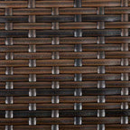 Outsunny Set da Pranzo per Esterni 6 Pezzi, Set di Mobili in Rattan Intrecciato Resistente alle Intemperie con Tavolo con Piano Effetto Legno e Cuscini Morbidi