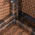 Outsunny Set da Pranzo per Esterni 6 Pezzi, Set di Mobili in Rattan Intrecciato Resistente alle Intemperie con Tavolo con Piano Effetto Legno e Cuscini Morbidi