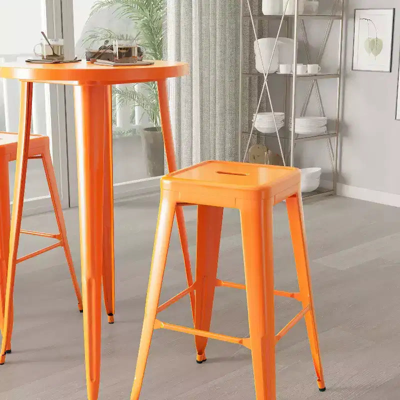 Set da Patio Merrick Lane con Tavolo e Sgabelli Senza Schienale - Struttura in Metallo Verniciato a Polvere per Uso Interno ed Esterno