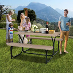Ensemble Table et Banc de Pique-nique Costway pour Extérieur, Jardin, Patio, Fête, Repas, Tout Temps, Noir/Blanc/Gris/Marron/Vert
