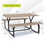 Ensemble Table et Banc de Pique-nique Costway pour Extérieur, Jardin, Patio, Fête, Repas, Tout Temps, Noir/Blanc/Gris/Marron/Vert