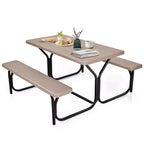 Ensemble Table et Banc de Pique-nique Costway pour Extérieur, Jardin, Patio, Fête, Repas, Tout Temps, Noir/Blanc/Gris/Marron/Vert
