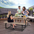 Ensemble Table et Banc de Pique-nique Costway pour Extérieur, Jardin, Patio, Fête, Repas, Tout Temps, Noir/Blanc/Gris/Marron/Vert
