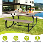 Ensemble Table et Banc de Pique-nique Costway pour Extérieur, Jardin, Patio, Fête, Repas, Tout Temps, Noir/Blanc/Gris/Marron/Vert