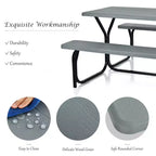 Ensemble Table et Banc de Pique-nique Costway pour Extérieur, Jardin, Patio, Fête, Repas, Tout Temps, Noir/Blanc/Gris/Marron/Vert
