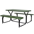 Ensemble Table et Banc de Pique-nique Costway pour Extérieur, Jardin, Patio, Fête, Repas, Tout Temps, Noir/Blanc/Gris/Marron/Vert