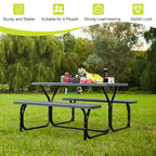 Ensemble Table et Banc de Pique-nique Costway pour Extérieur, Jardin, Patio, Fête, Repas, Tout Temps, Noir/Blanc/Gris/Marron/Vert