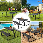 Ensemble Table et Banc de Pique-nique Costway pour Extérieur, Jardin, Patio, Fête, Repas, Tout Temps, Noir/Blanc/Gris/Marron/Vert