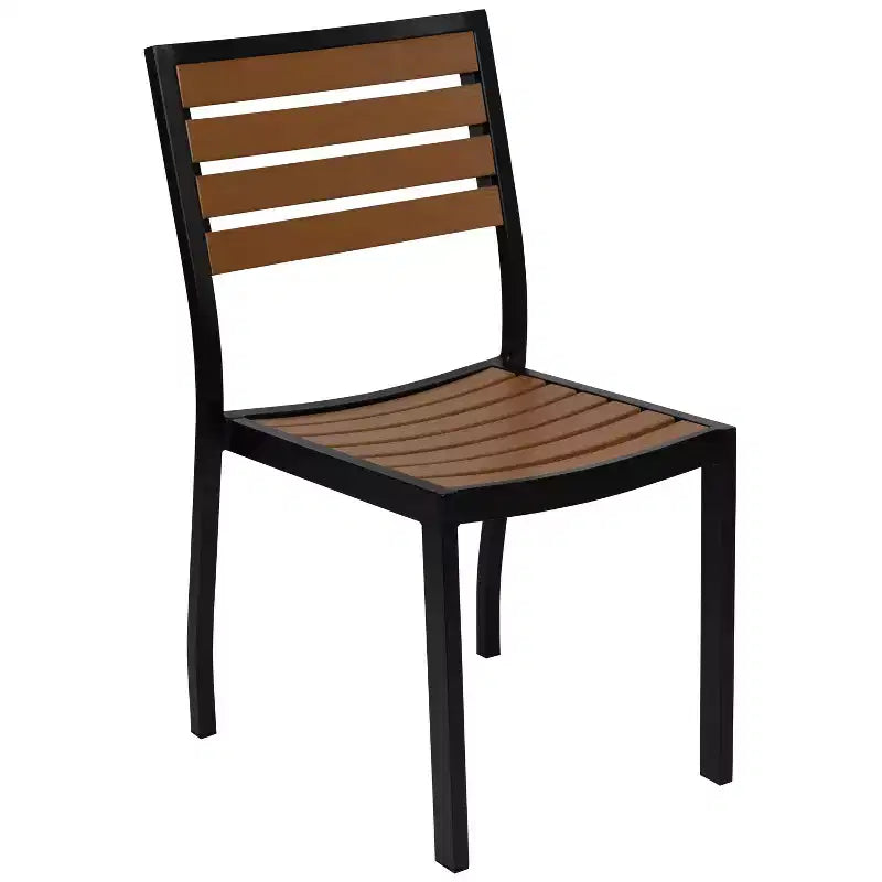 Set da 5 pezzi tavolo e sedie da patio Merrick Lane in simil-teak e metallo per interni/esterni con funzionalità per tutte le stagioni