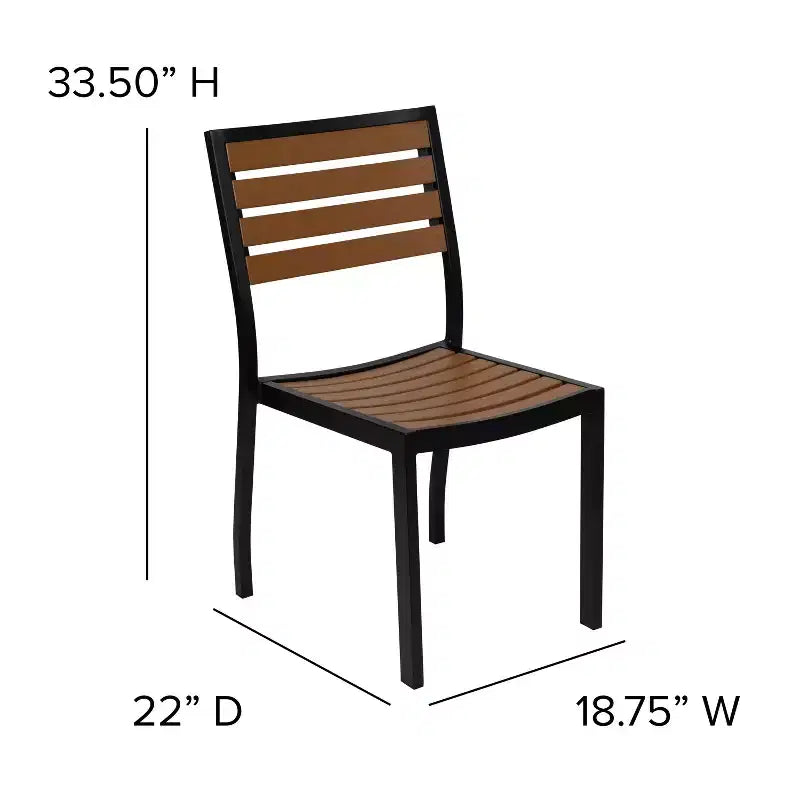 Set da 5 pezzi tavolo e sedie da patio Merrick Lane in simil-teak e metallo per interni/esterni con funzionalità per tutte le stagioni
