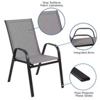 Flash Furniture Set da pranzo da esterno 5 pezzi - Tavolo da patio in vetro temperato, 4 sedie impilabili Flex Comfort