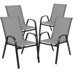 Flash Furniture Set da pranzo da esterno 5 pezzi - Tavolo da patio in vetro temperato, 4 sedie impilabili Flex Comfort