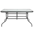 Set da 5 pezzi tavolo e sedie Emma e Oliver per patio con tavolo rettangolare in metallo 80x140 cm con piano in vetro temperato e 4 sedie impilabili in alluminio nere