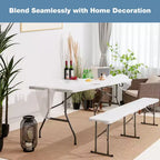 Ensemble table de camping pliable Costway avec 2 bancs