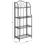 SAFAVIEH Bryn Scaffale da panettiere da esterno a 4 ripiani in ferro battuto vittoriano - 25 pollici L x 15 pollici P x 63 pollici H - 25 L x 15 P x 63 H