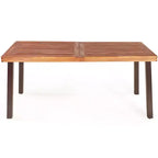 Set tavolo da picnic Costway 3 pezzi, tavolo e panca in legno di acacia con gambe in acciaio per patio esterno