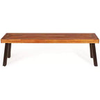 Set tavolo da picnic Costway 3 pezzi, tavolo e panca in legno di acacia con gambe in acciaio per patio esterno