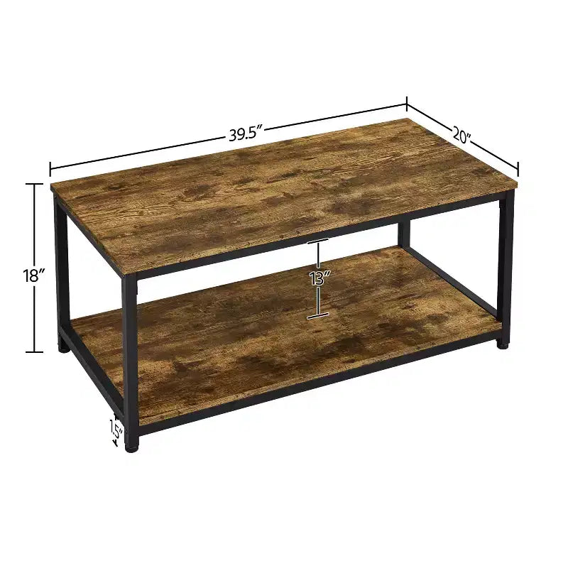 Table basse industrielle en bois Yaheetech avec étagère de rangement pour salon