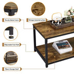 Table basse industrielle en bois Yaheetech avec étagère de rangement pour salon