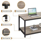 Table basse industrielle en bois Yaheetech avec étagère de rangement pour salon