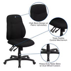 Sedia da ufficio ergonomica Emma and Oliver Mid-Back in tessuto nero con regolazione dello schienale a 1,5 posizioni