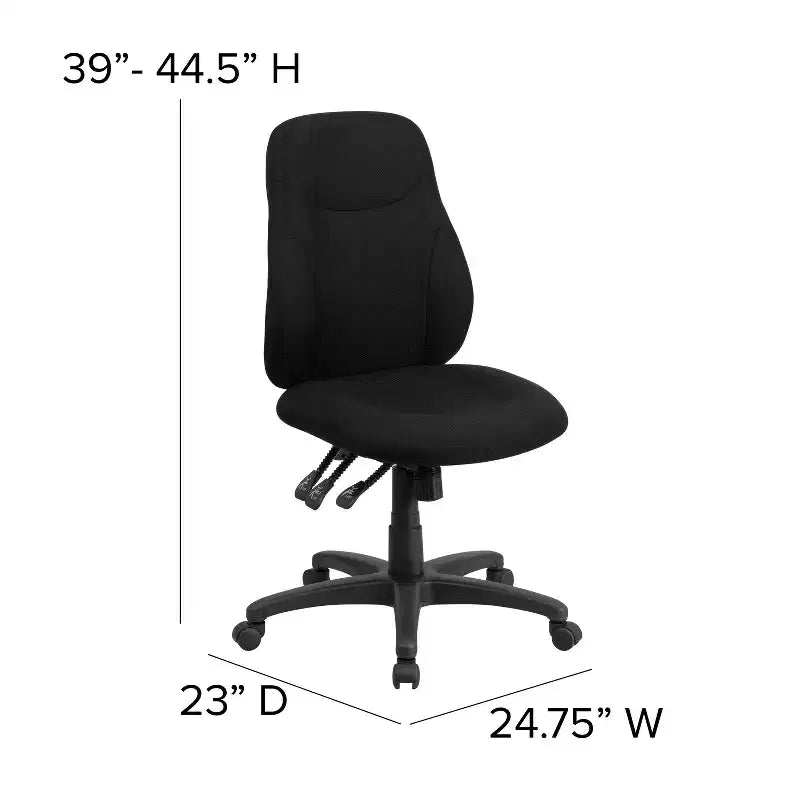 Sedia da ufficio ergonomica Emma and Oliver Mid-Back in tessuto nero con regolazione dello schienale a 1,5 posizioni