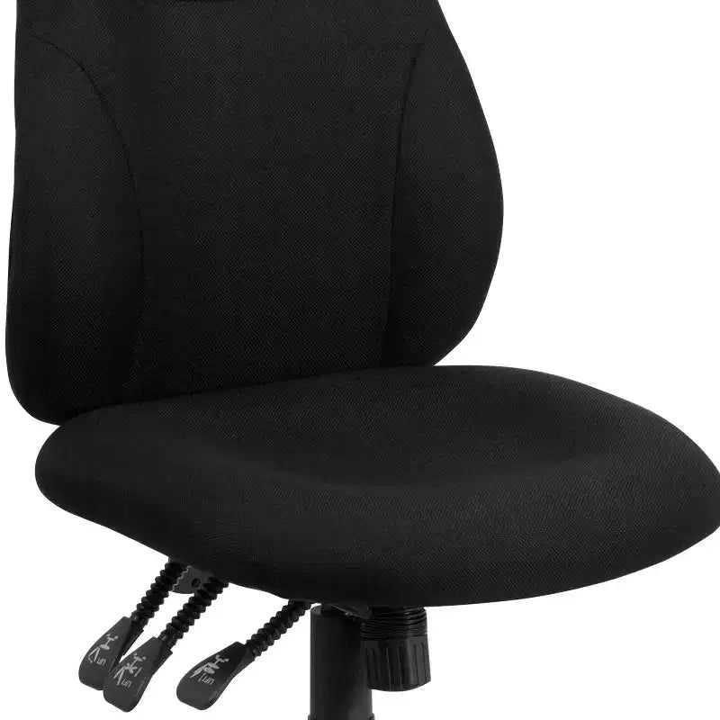 Sedia da ufficio ergonomica Emma and Oliver Mid-Back in tessuto nero con regolazione dello schienale a 1,5 posizioni