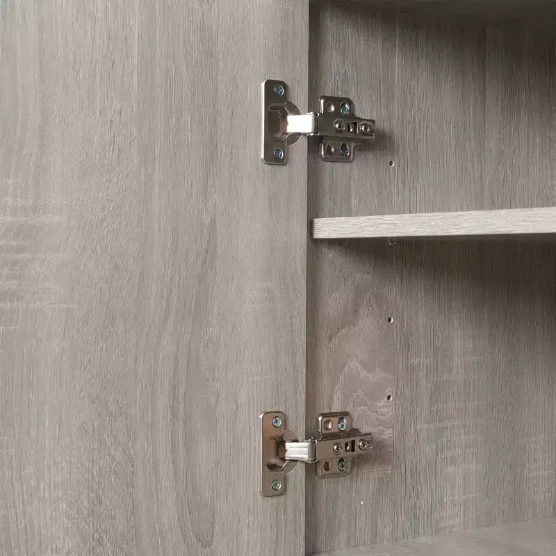 HOMCOM 72 Dispensa da Cucina con Mobile Alto, Armadio Indipendente con Cassetto Utilità, Armadietti a 2 Ante Antiribaltamento e Piano di Lavoro, Grana Legno Grigio
