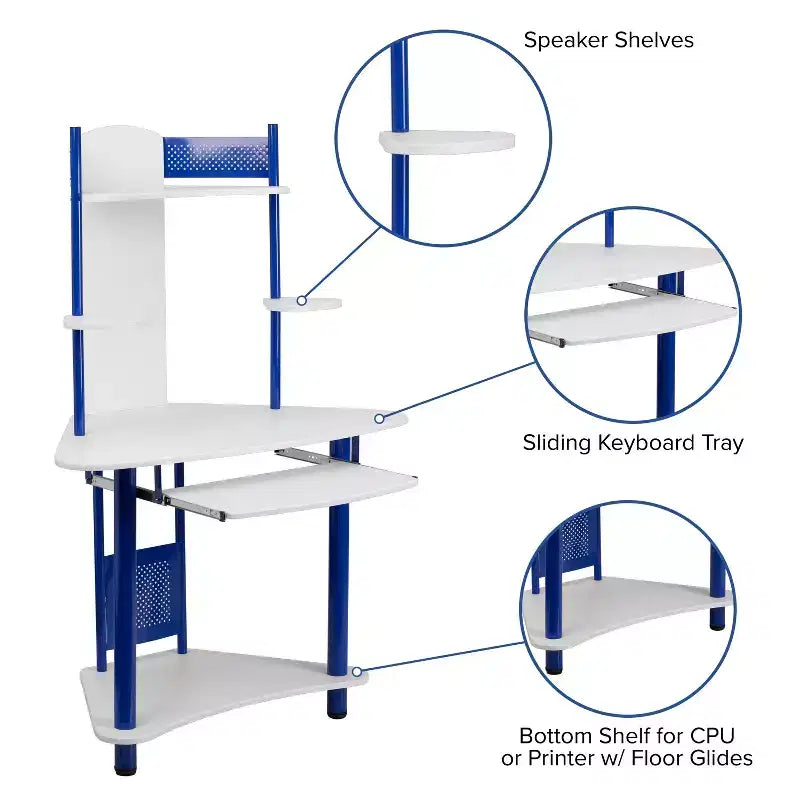 Bureau d'angle Emma et Oliver avec étagère supérieure