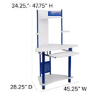 Bureau d'angle Emma et Oliver avec étagère supérieure
