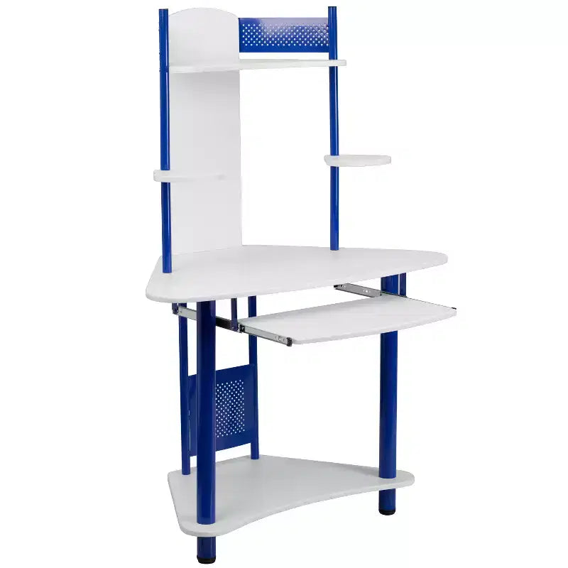 Bureau d'angle Emma et Oliver avec étagère supérieure