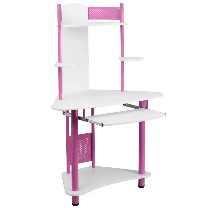 Bureau d'angle Emma et Oliver avec étagère supérieure